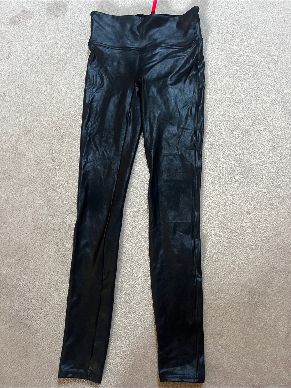 SPANX Black Faux Leather-Look High-Rise Jeggings